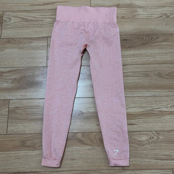 🟠 Gymshark Leggings Women’s SMALL Seamless Orange/Coral Capri Workout Gym EUC - Picture 3 of 3